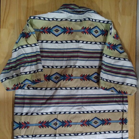 Vintage Adobe Rose Aztec Striped Pattern Shirt - Picture 4 of 9